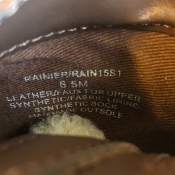 New STEVE MADDEN Rainier Combat Boots Block Heel Cognac Suede Sherpa & Studs 6.5 - Picture 7 of 8